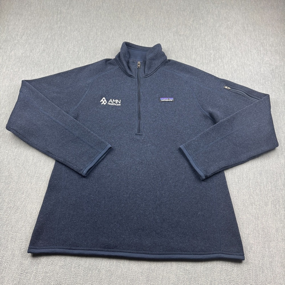 Patagonia Better Sweater Women Large Blue‎ Pullover 1/4 Zip Fleece Logo 25618